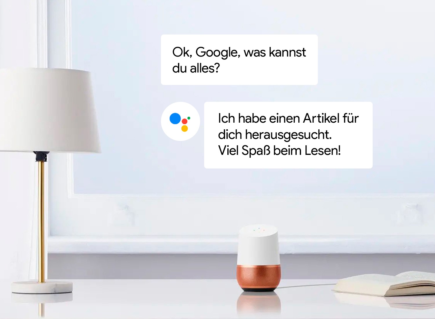 Google Home Sprachassistent beantwortet smart die Fragen.
